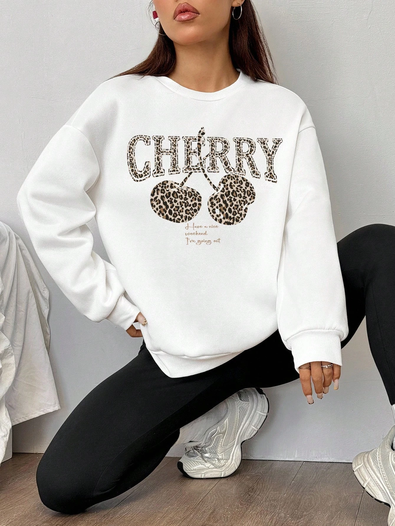 CHERRY LEO SWEATSHIRT - beyaz