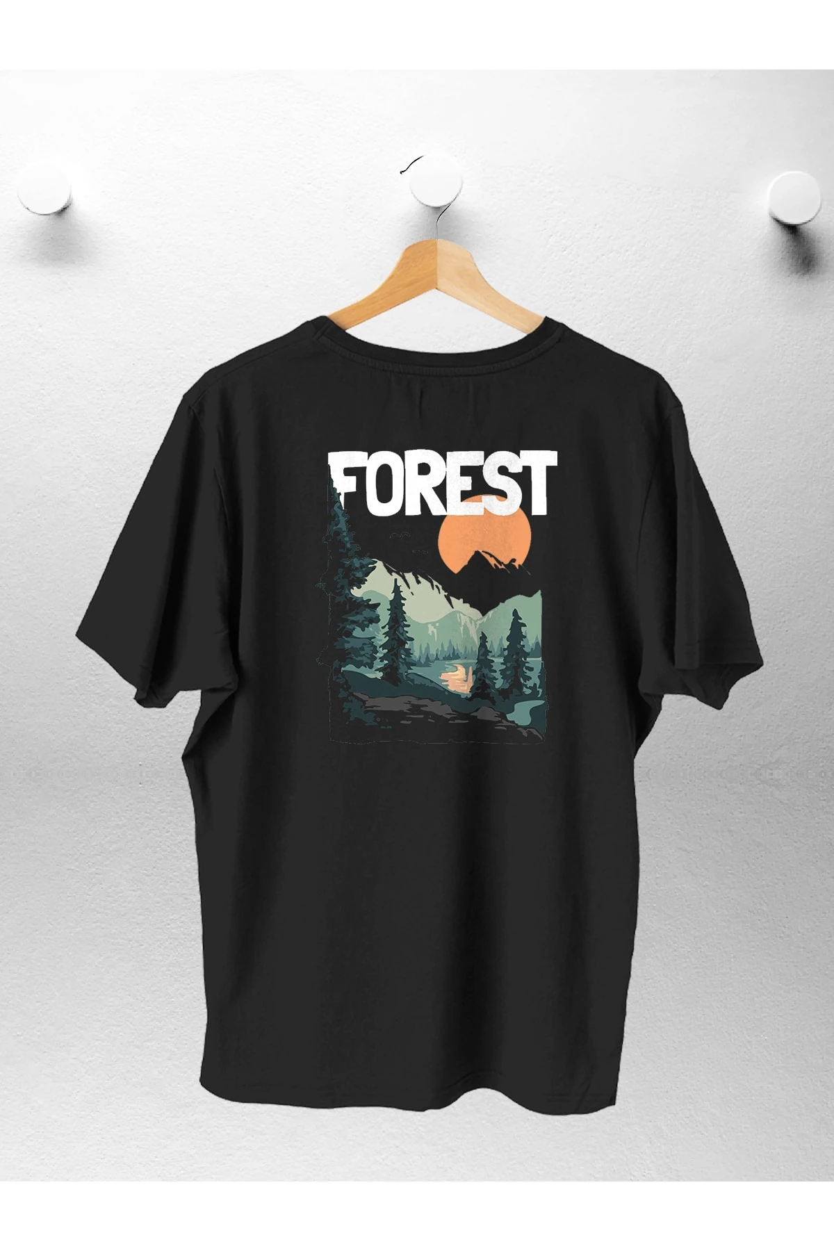 Kadın Erkek Trend Forest Baskılı Oversıze Tshirt