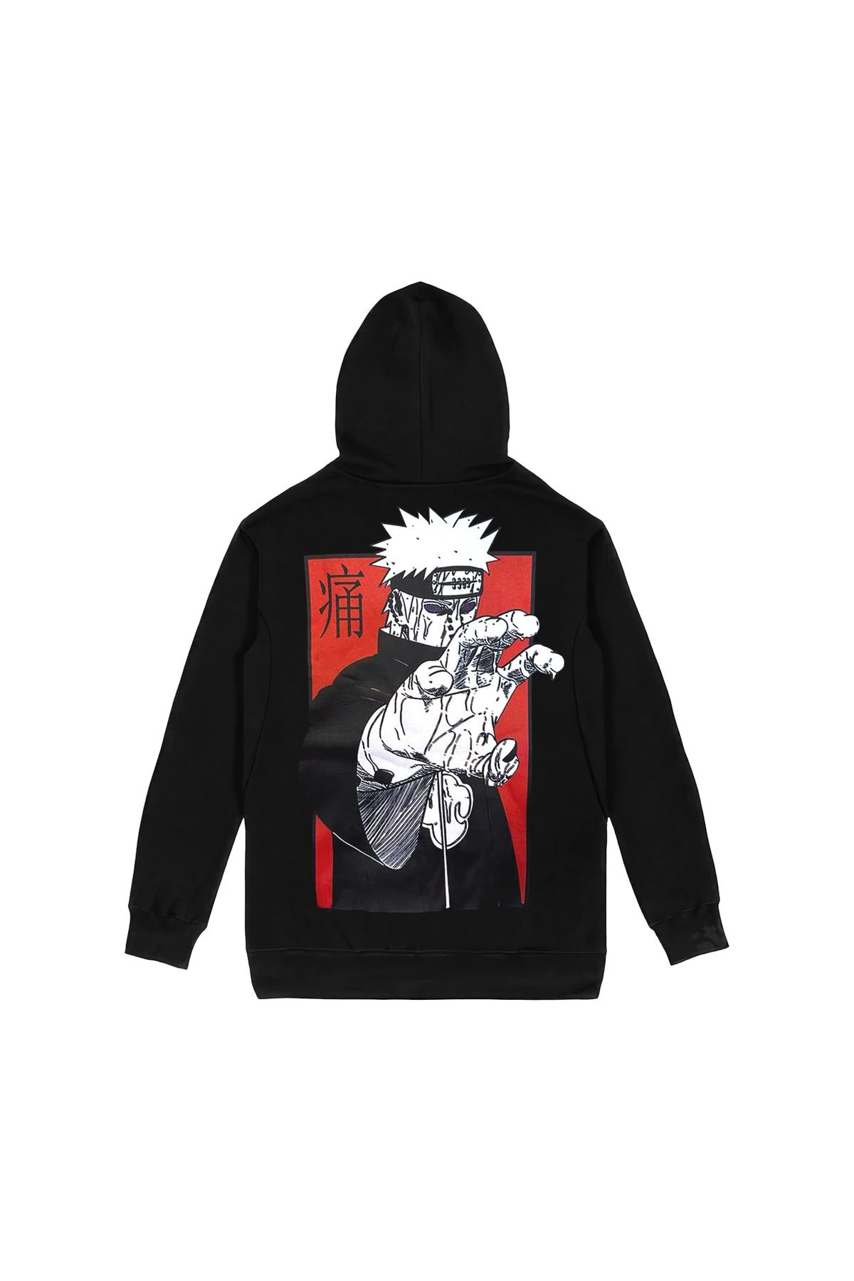 Naruto Pain Ön Arka Baskılı Siyah Kapşonlu Sweatshirt