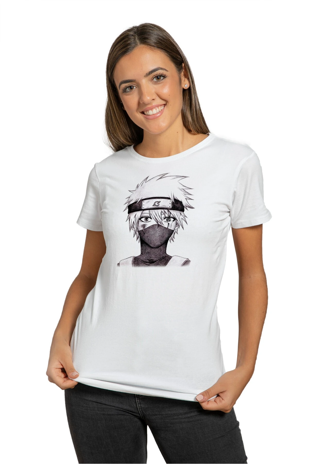 Anime Naruto #3 Baskılı Beyaz Kadın Tshirt T-shirt Tişört T Shirt