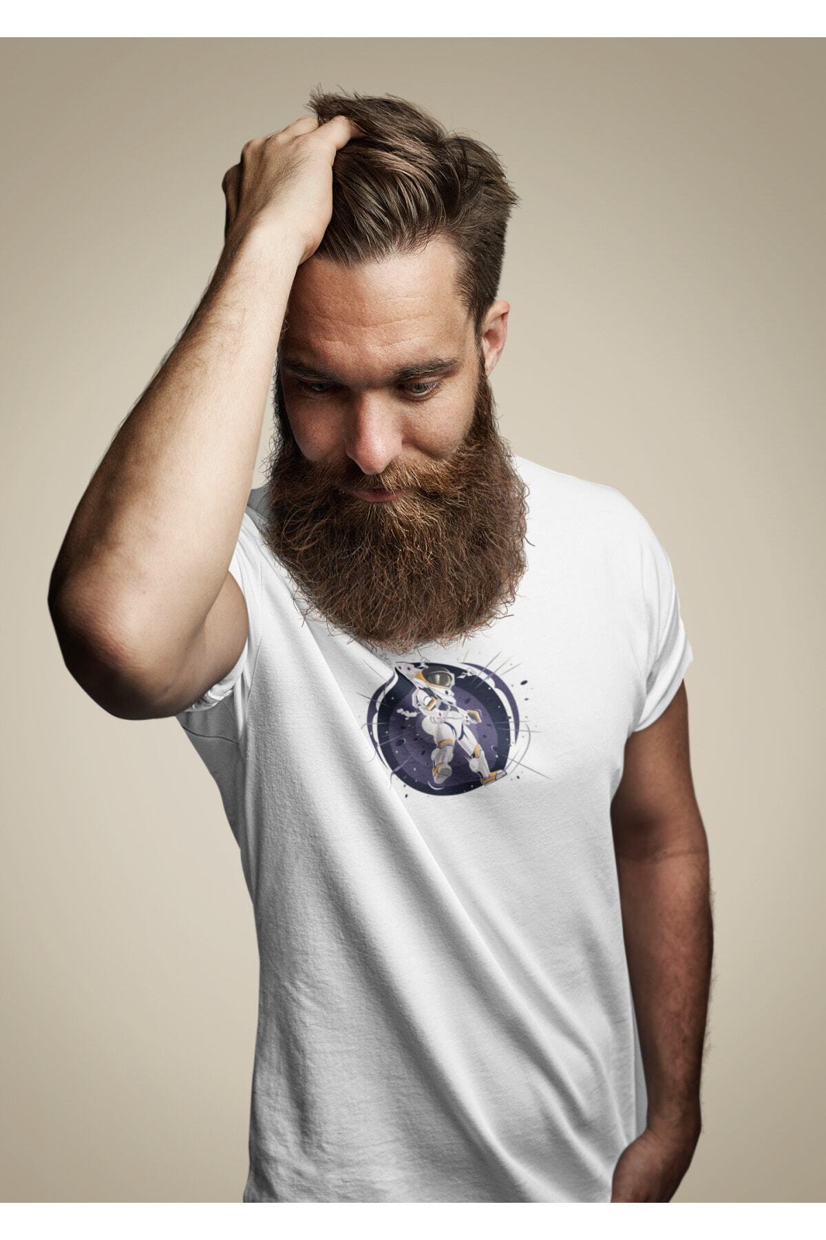 Oversize Baskılı Beyaz T-shirt