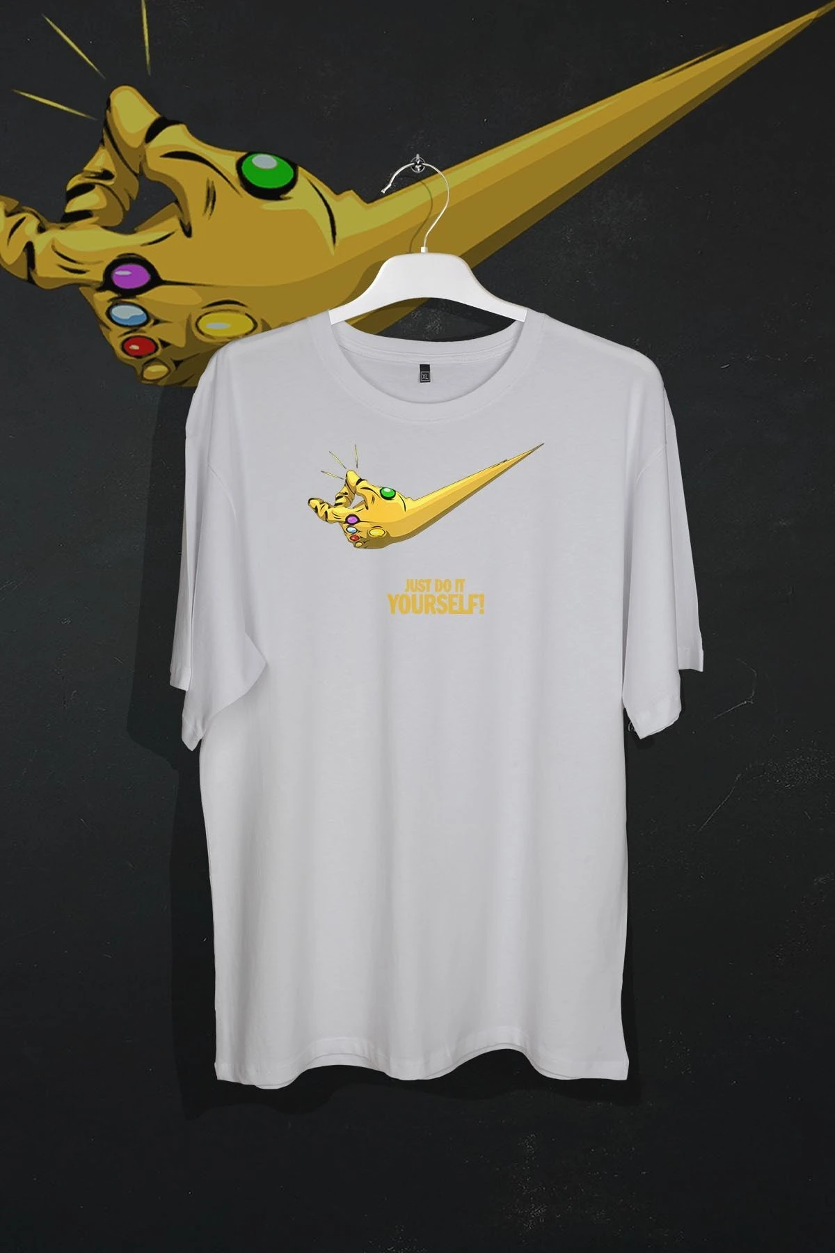 Just Yourself Baskılı Unisex Oversize T-shirt Beyaz