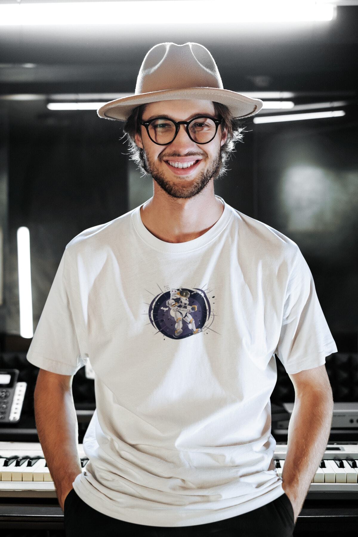 Oversize Baskılı Beyaz T-shirt