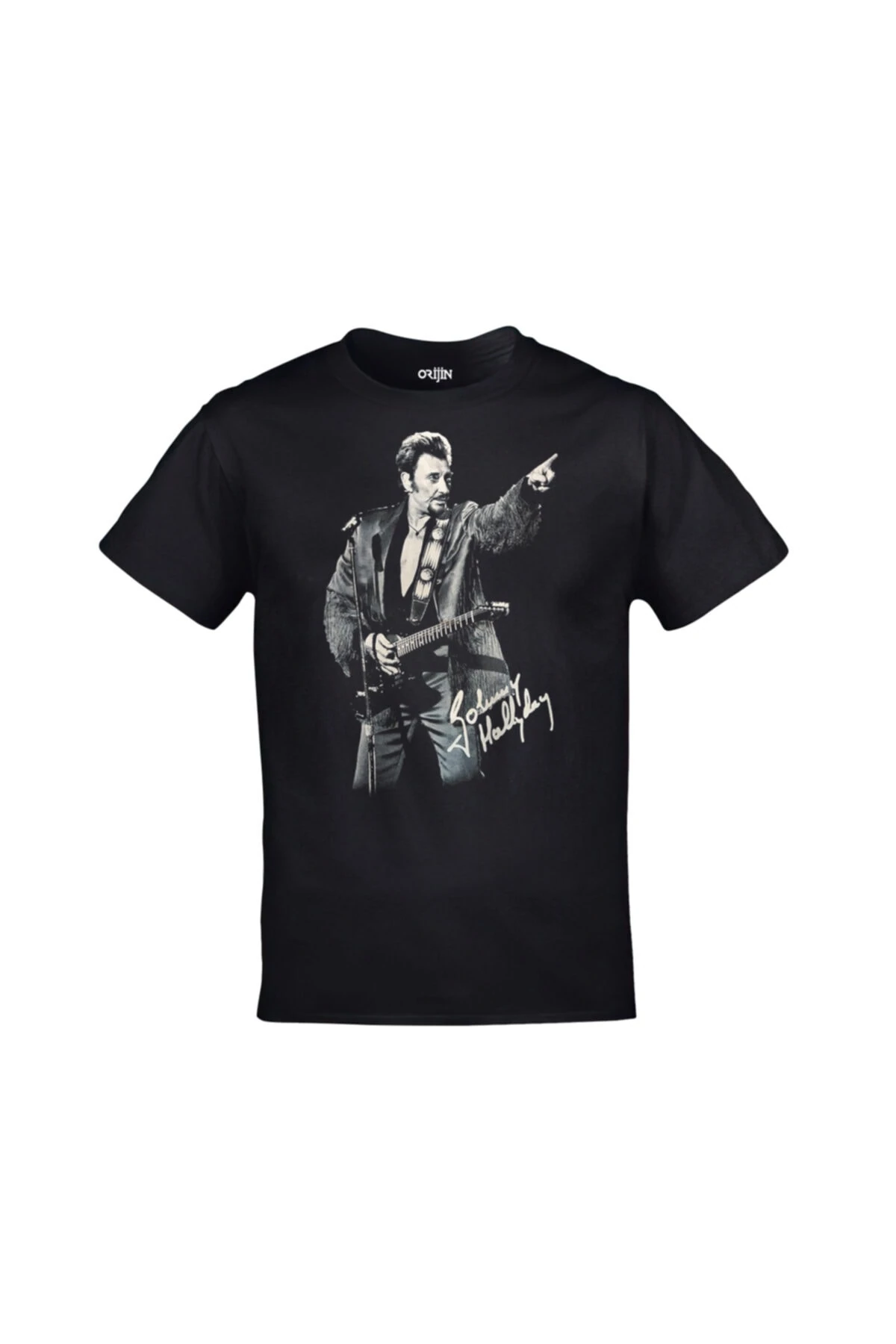 Johnny Hallyday Unisex Baskılı Siyah Tshirt