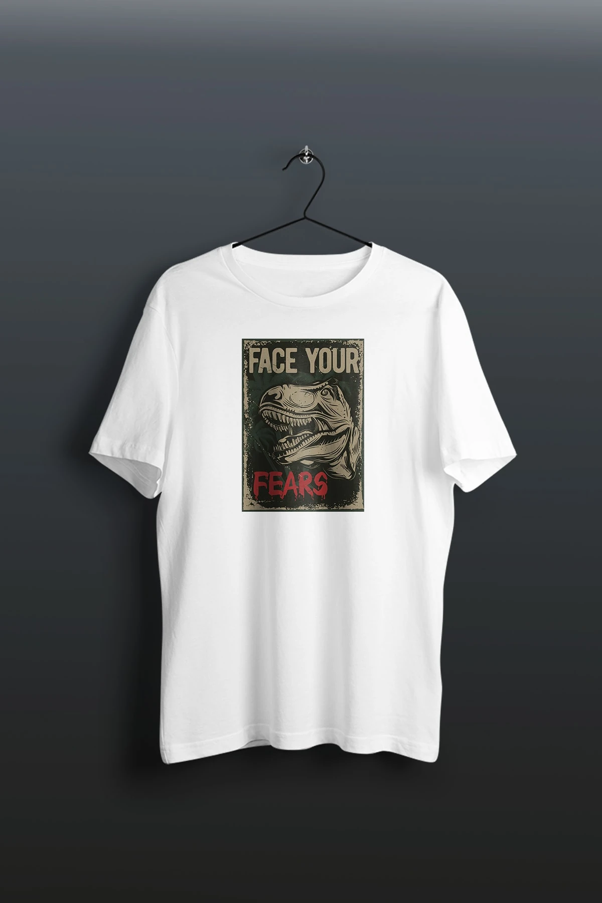 Trex Baskılı Beyaz Tshirt