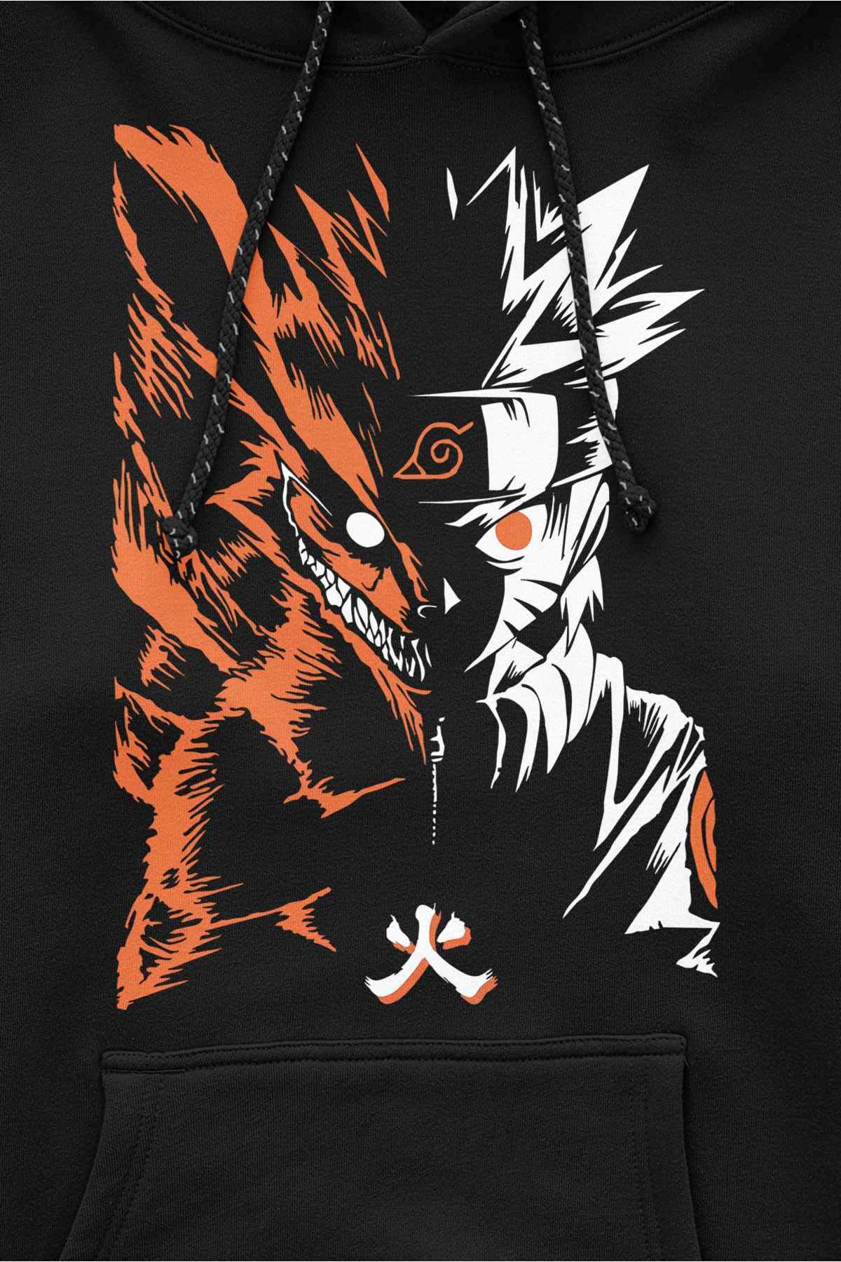 Naruto And Kyuubi Anime Baskılı Unisex Cepli Kapüşonlu Sweatshirt Hoodie Sweat Harajuku