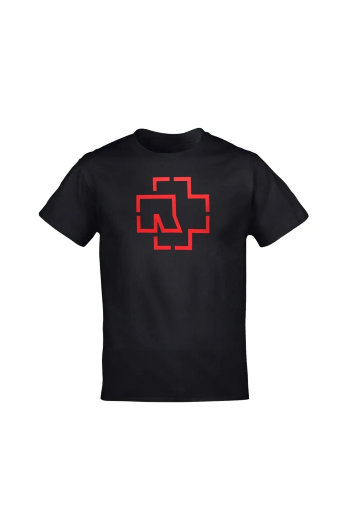Unisex Siyah Rammstein Logo Baskılı T-shirt
