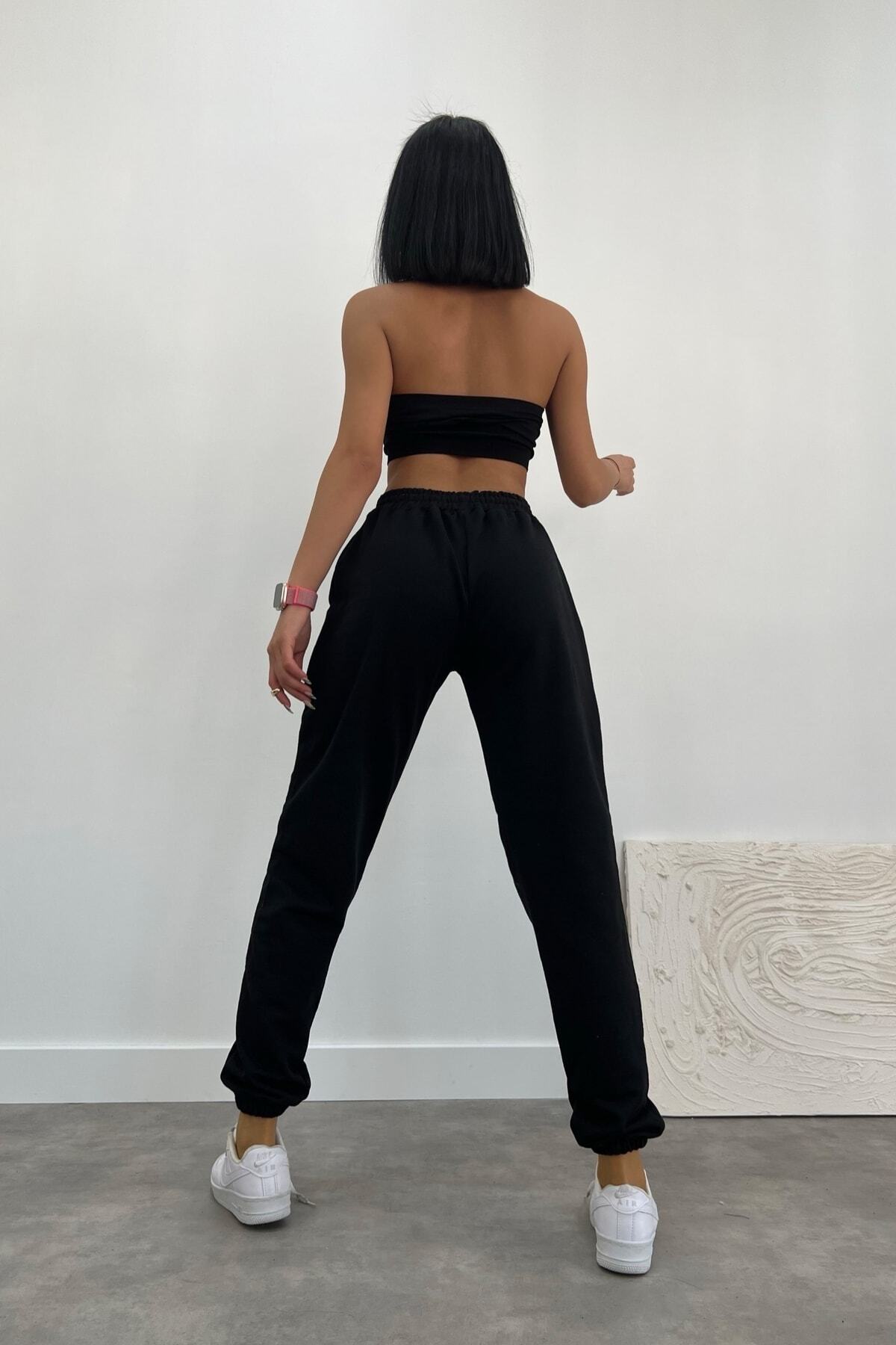 Erkek Siyah Dikey Baskılı Oversize Şort T-shirt Takım
