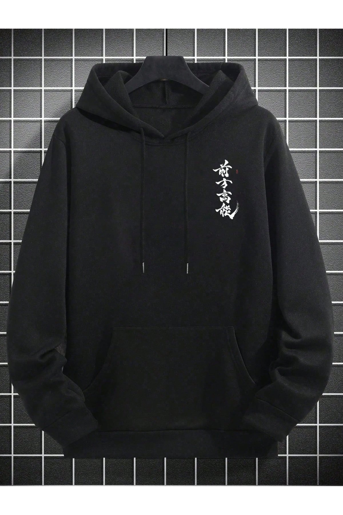 Japon Sakura Baskılı Oversize Hoodie Sweatshirt Siyah Kapüşonlu Unisex Sweat Sokak Modası Japon Stil