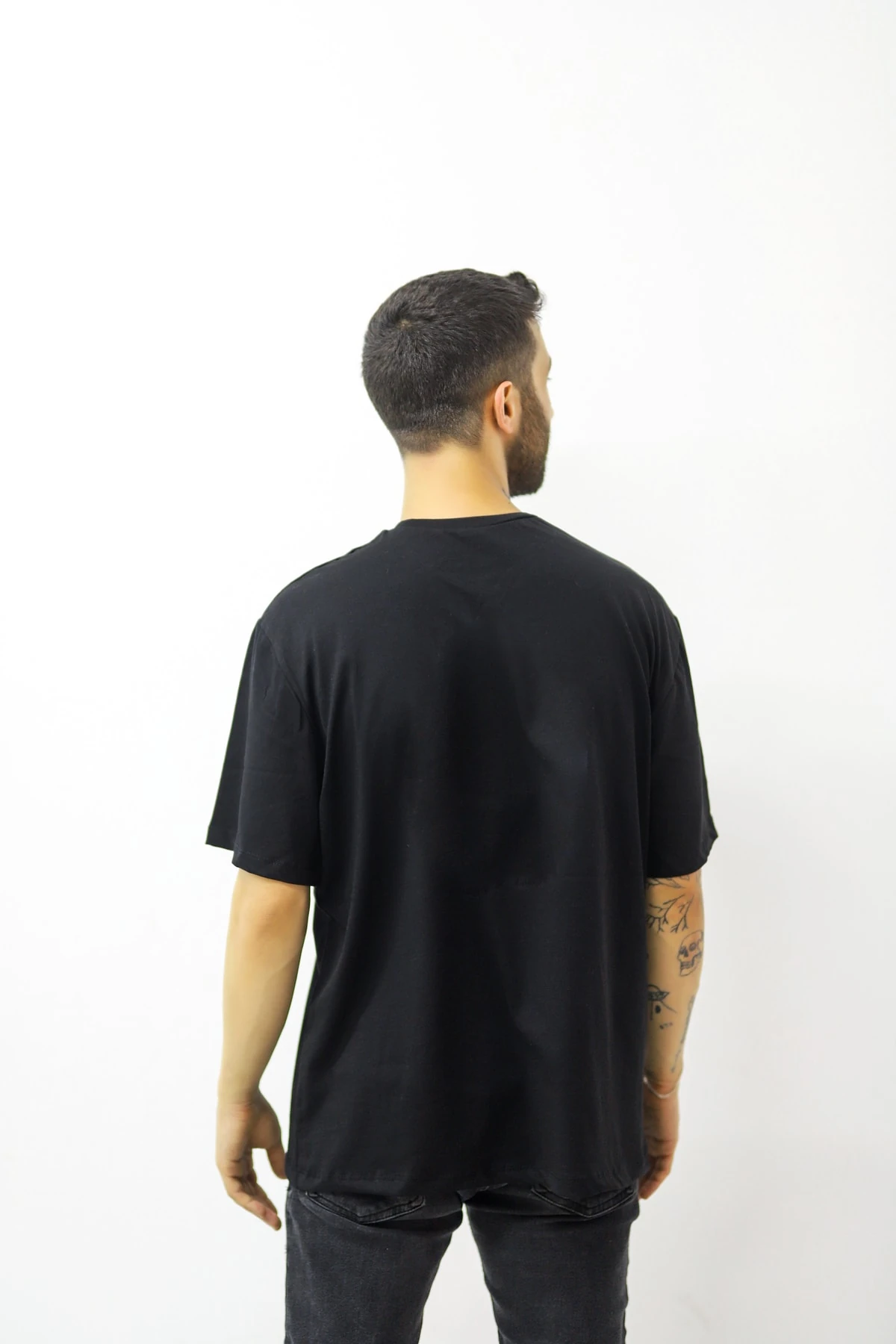 Unisex Fit Siyah Rainbow Dog Baskılı T-shirt