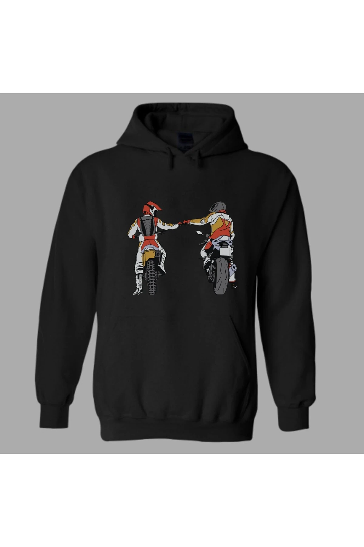 Motor Ve Motorcu Dostluk Temalı Baskılı Unisex sweatshirt