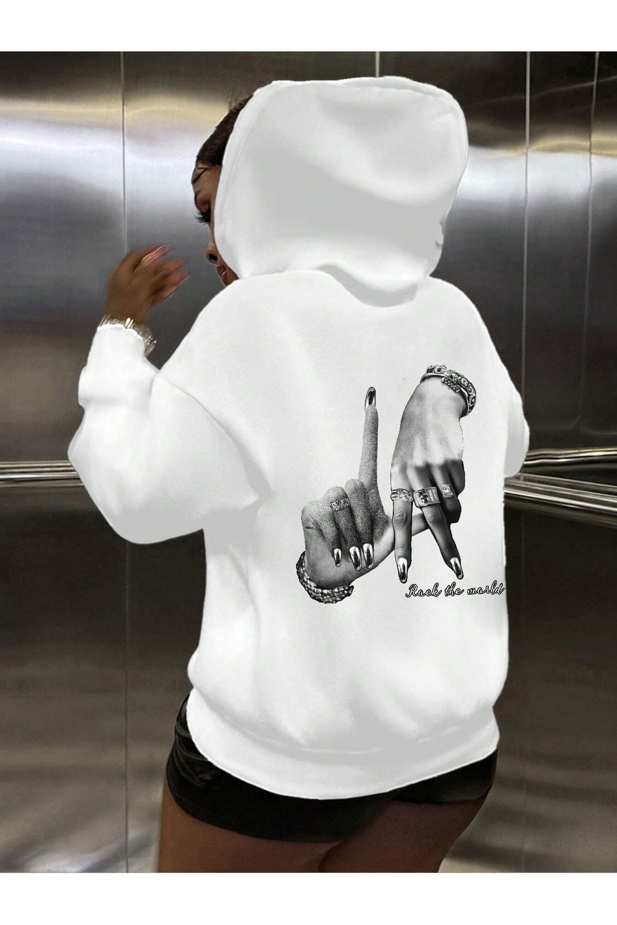 Baskılı Sweatshirt Hoodie Oversize Kapüşonlu Polar Unisex Erkek Kadın Sokak Modası Kışlık Basic Şık