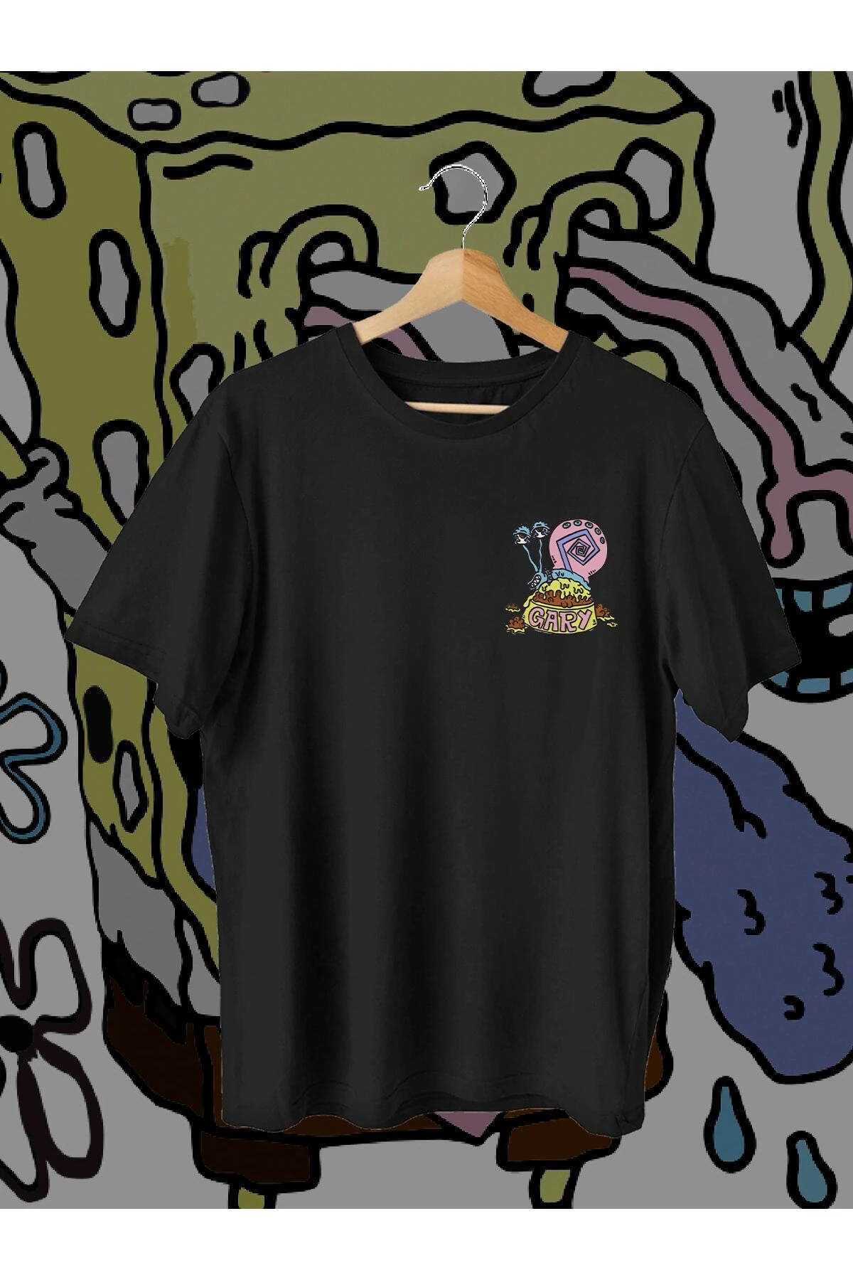 Kadın Erkek Trend Sunger Bob Baskılı Oversize T Shirt