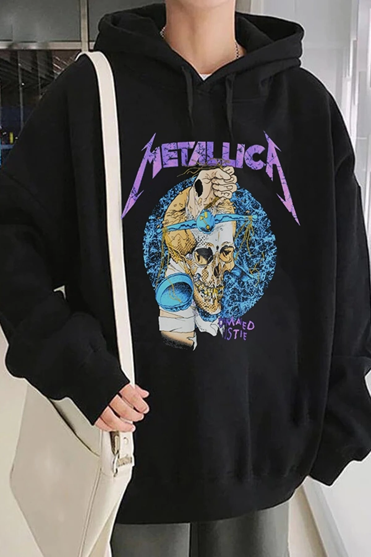 Metallica Rock Metal Hoodie Damaged Justice Siyah