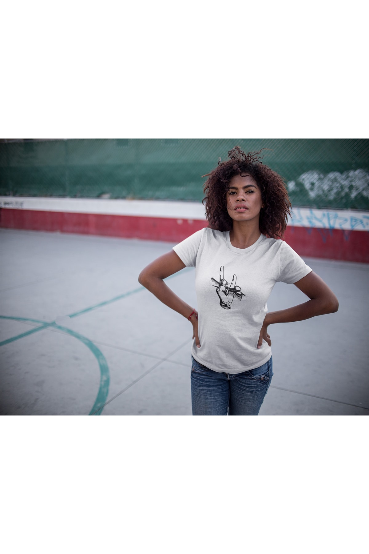 Barber Tshirt Makas Tarak Unisex Beyaz Regularfit