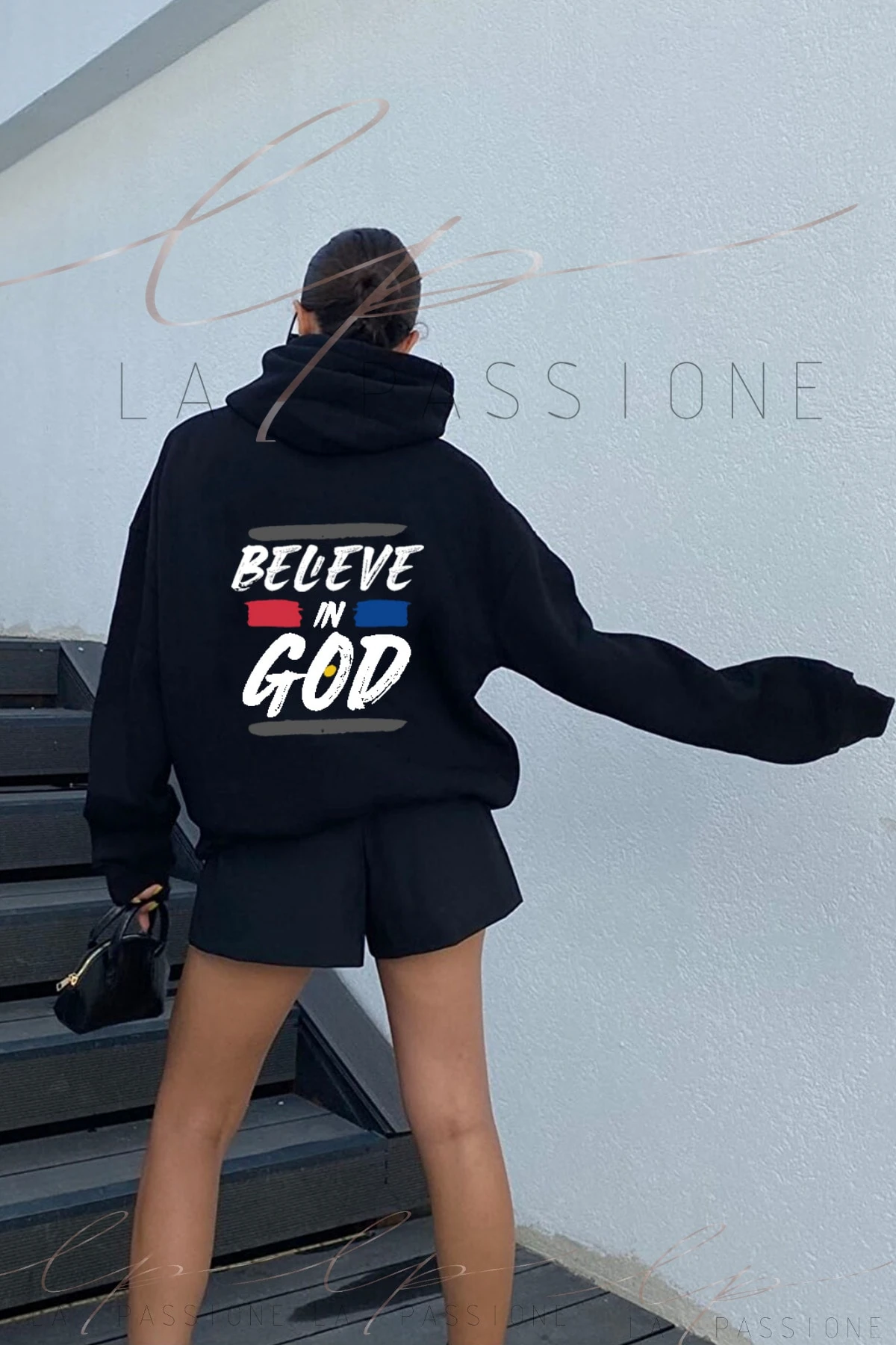 Unisex Belıeve In God Arka Baskılı Sweatshirt