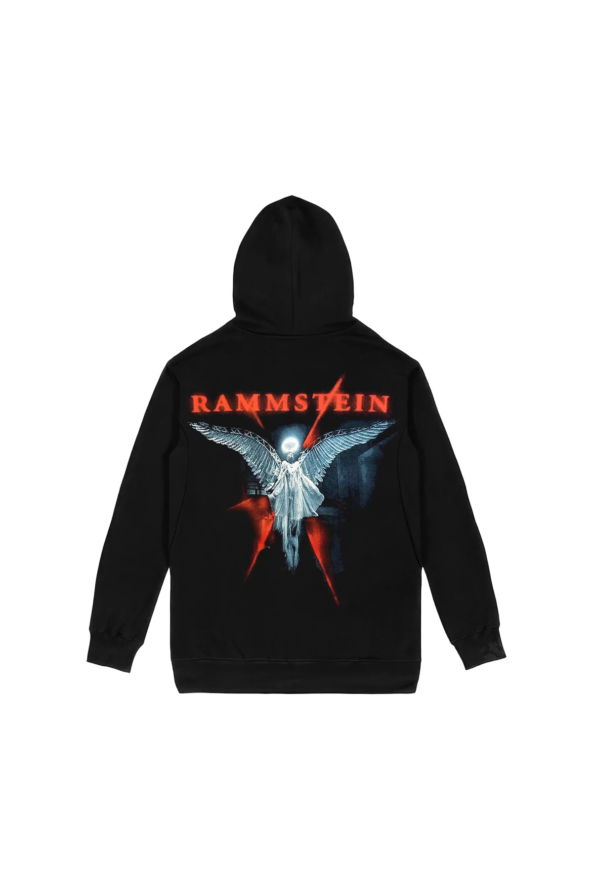Rammstein Angel Ön Arka Baskılı Siyah Kapşonlu Sweatshirt