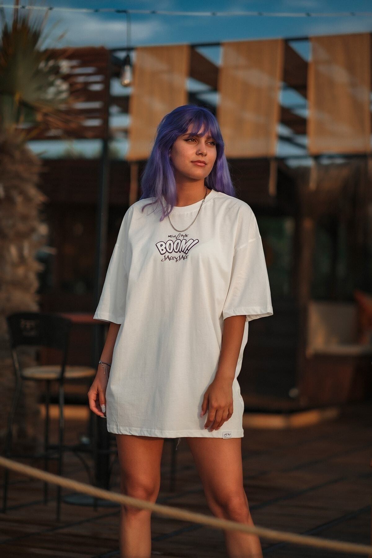 Bad Bugs Bunny Sırt Baskılı Oversize (bol Kalıp) Unisex T-shirt 100% Pamuk Nefes Alan Ince Kalite