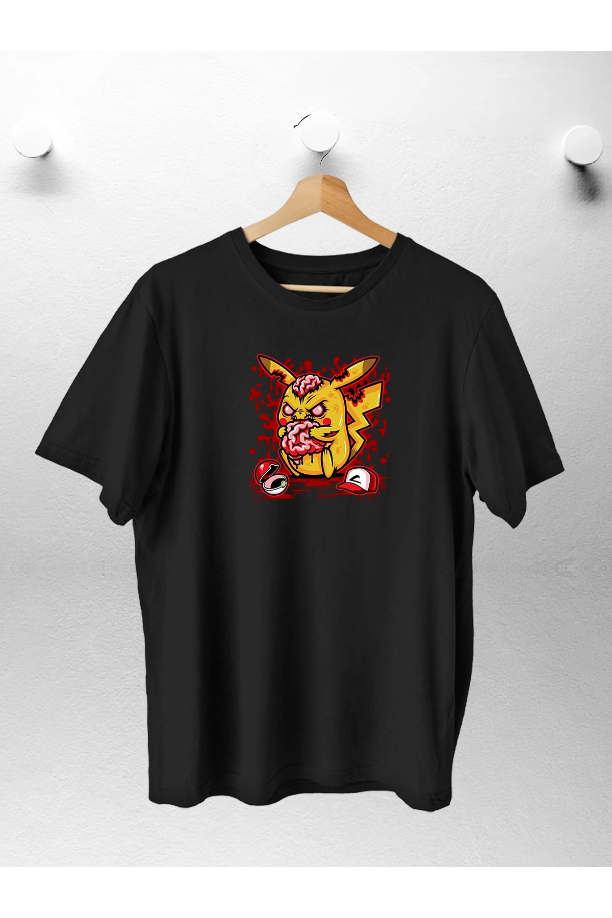 Zombie Pikacu Baskılı Oversıze Tshirt