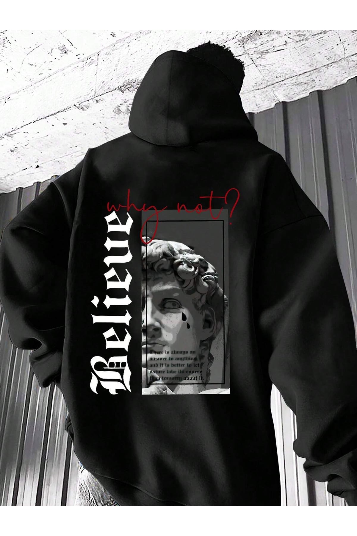 Believe Why Not Motivasyonel Hoodie – Pozitif Alıntılı İlham Verici Giyim ön arka(sweatshirt)