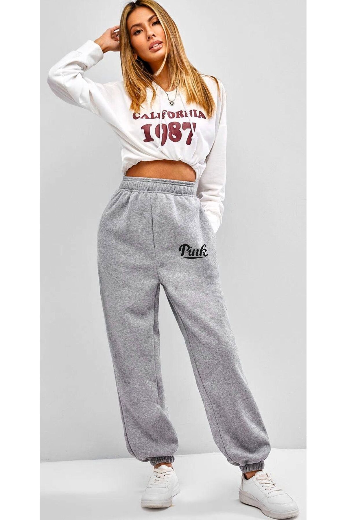 pink unisex Basic Eşofman Altı