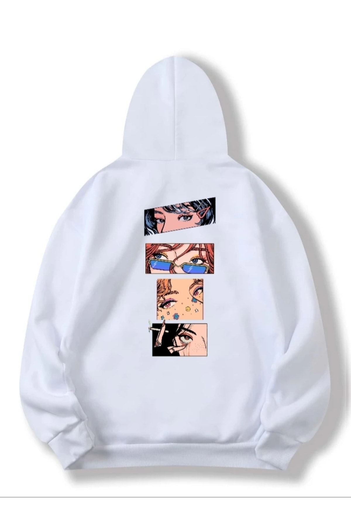 Oversize Baskılı Kapüşonlu Sweatshirt