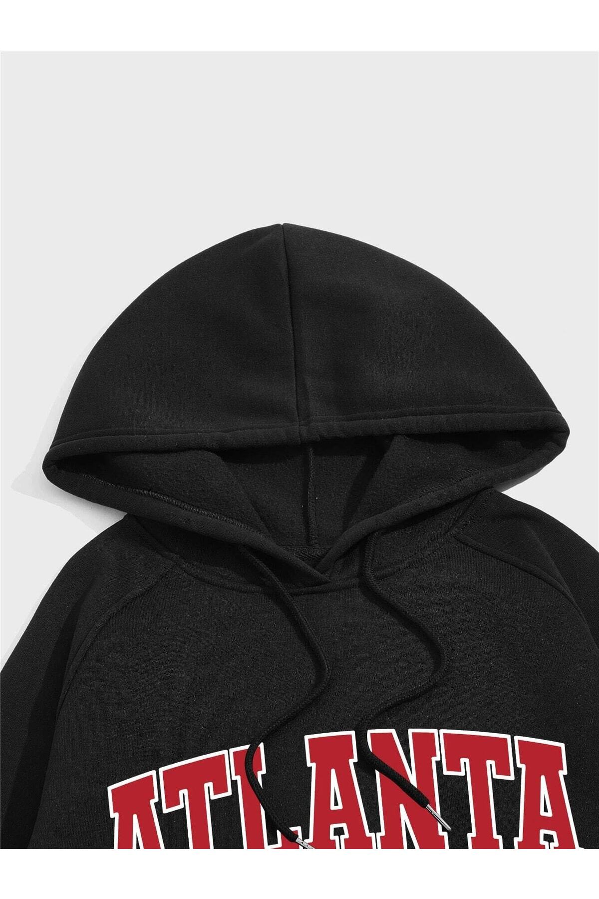 Unisex Baskılı Oversize Kapüşonlu Sweatshirt