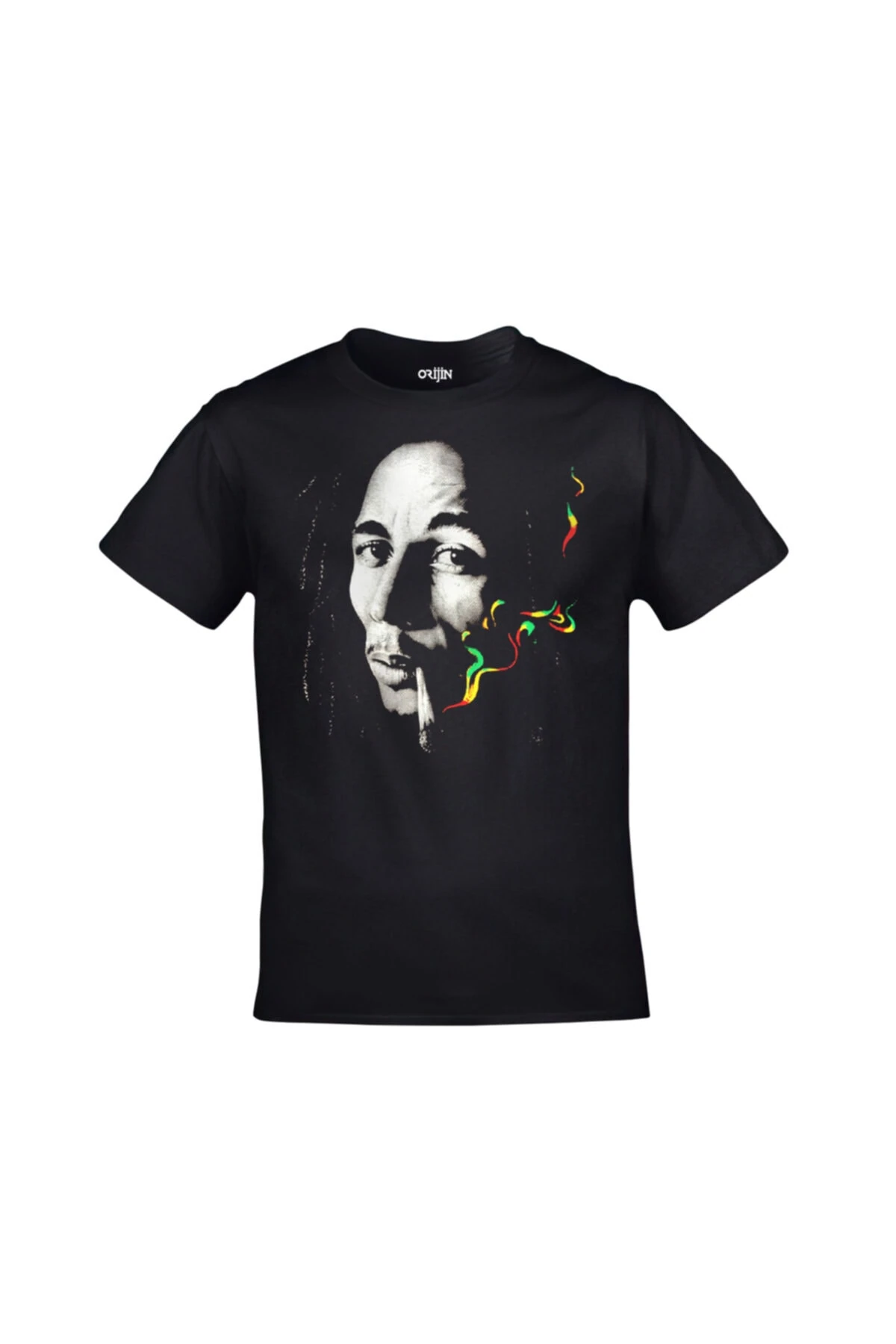 Unisex Siyah Bob Marley Baskılı T-Shirt