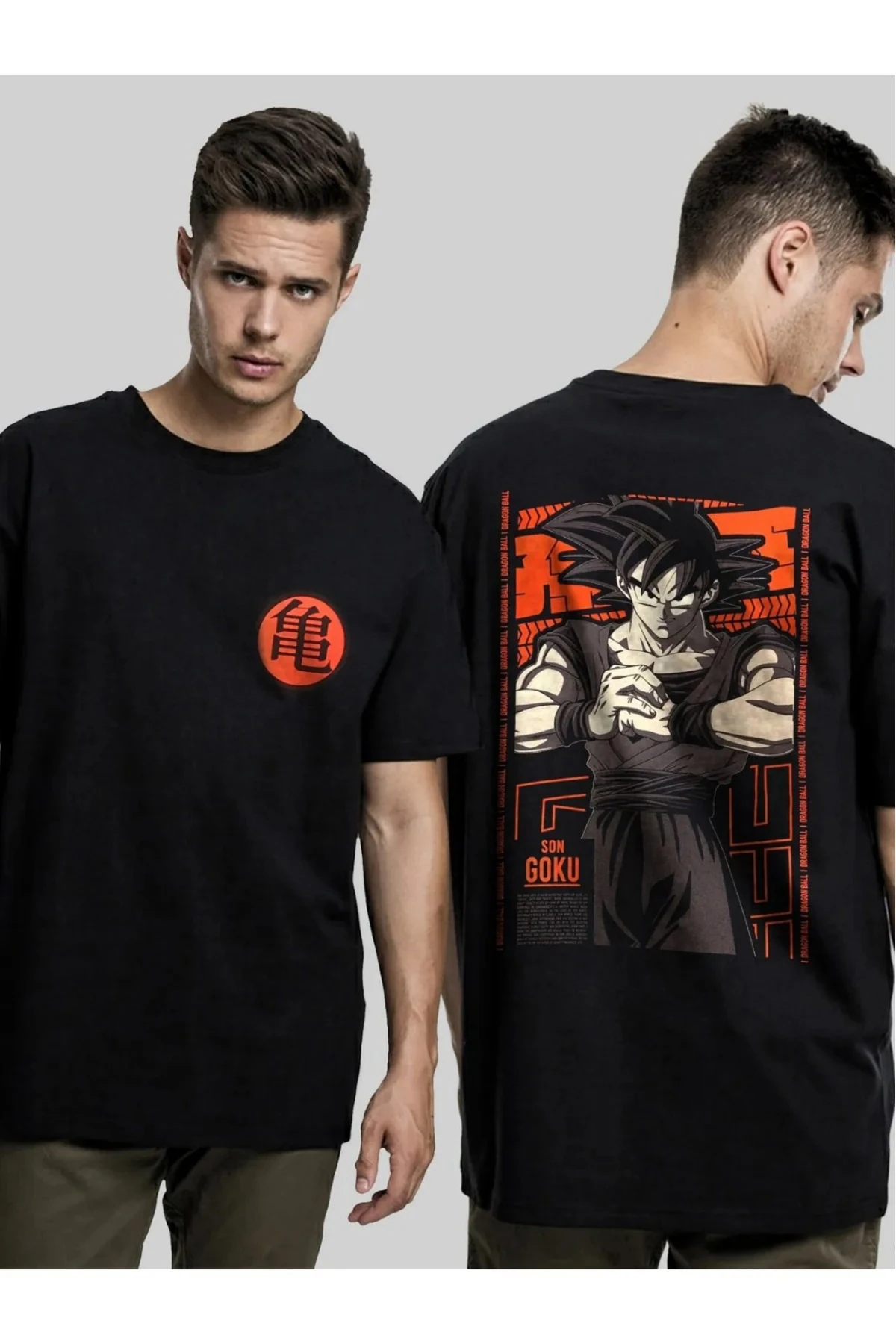 Dragon Ball Son Goku Ön Arka Baskılı Unisex Siyah T-shirt