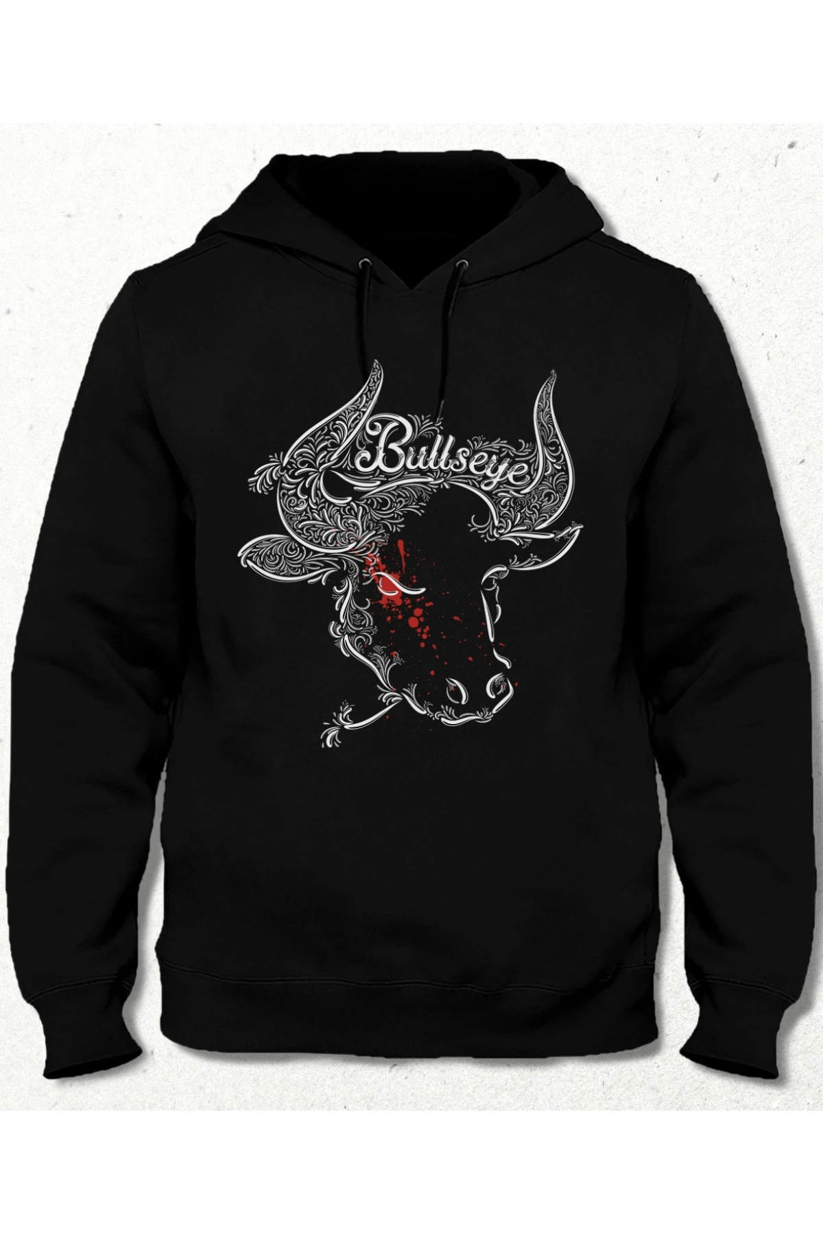 Unisex Bullseye Unisex Siyah Cepsiz Kapşonlu Sweatshirt