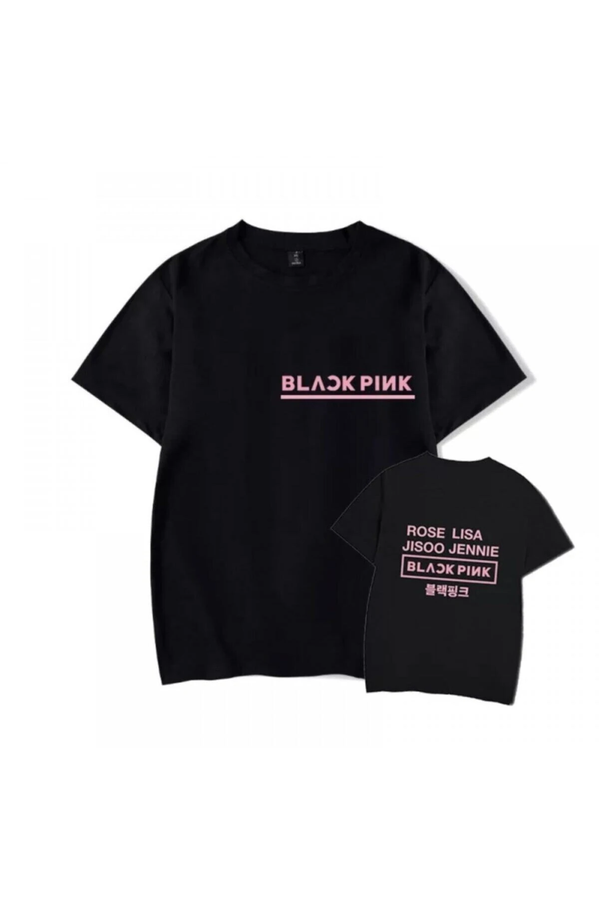 Unisex Siyah Blackpınk Pembe Logolu T-shırt