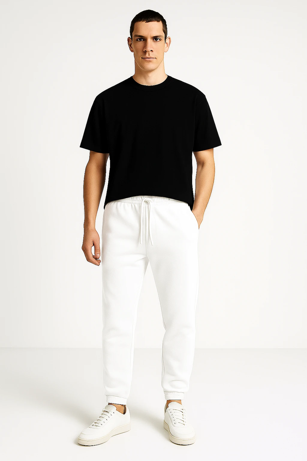 Erkek Jogger Basic Eşofman - beyaz