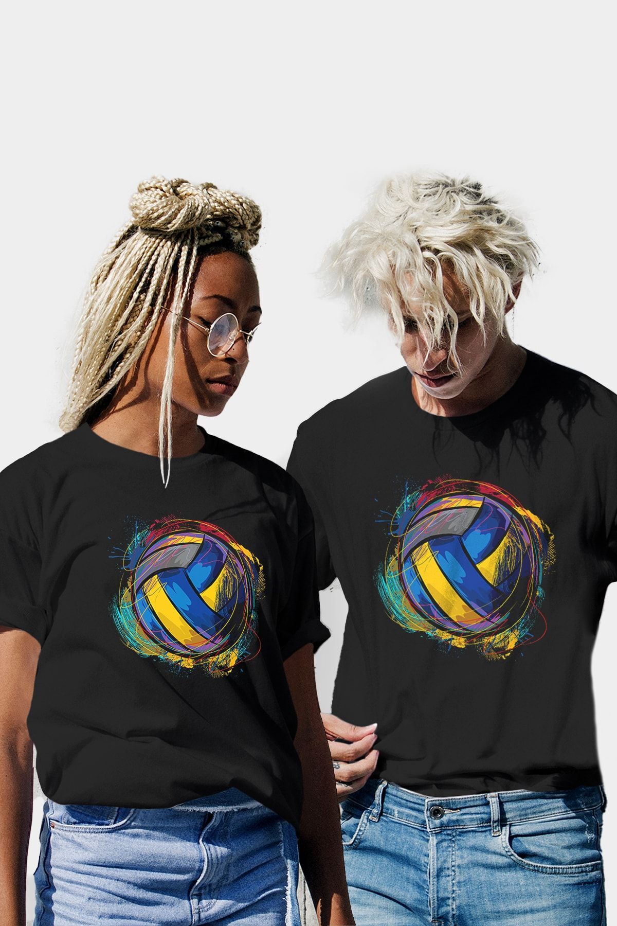 Unisex Voleybol Temalı Baskılı Tişört T-SHİRT