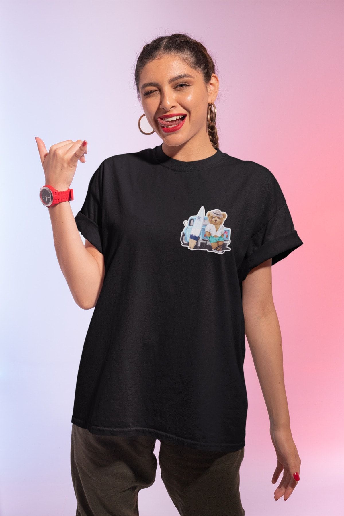 ÜNİSEX REGULAR Baskılı Siyah T-shirt