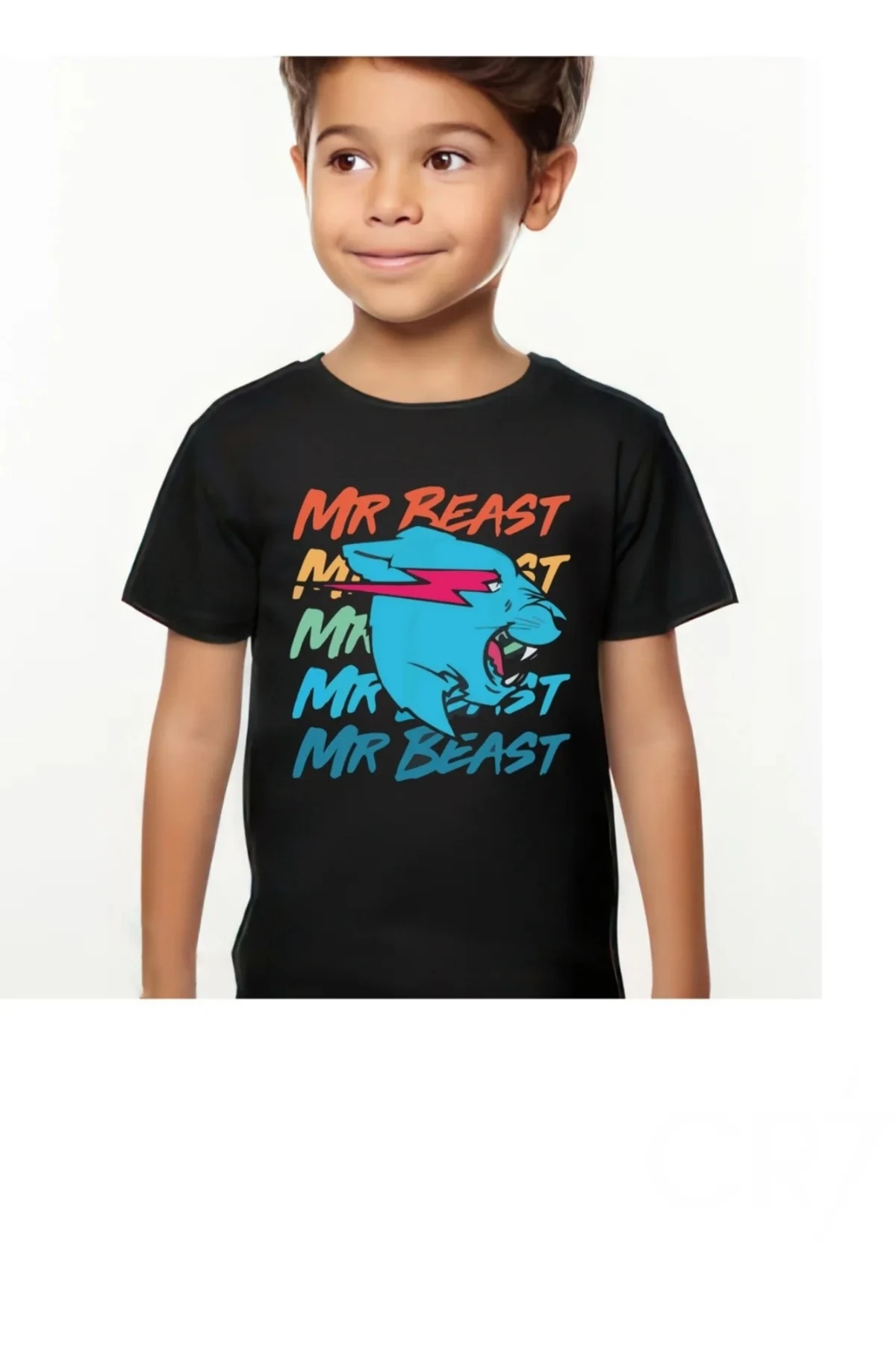 MR BEAST 1 BASKILI ÇOCUK  TSHİRT