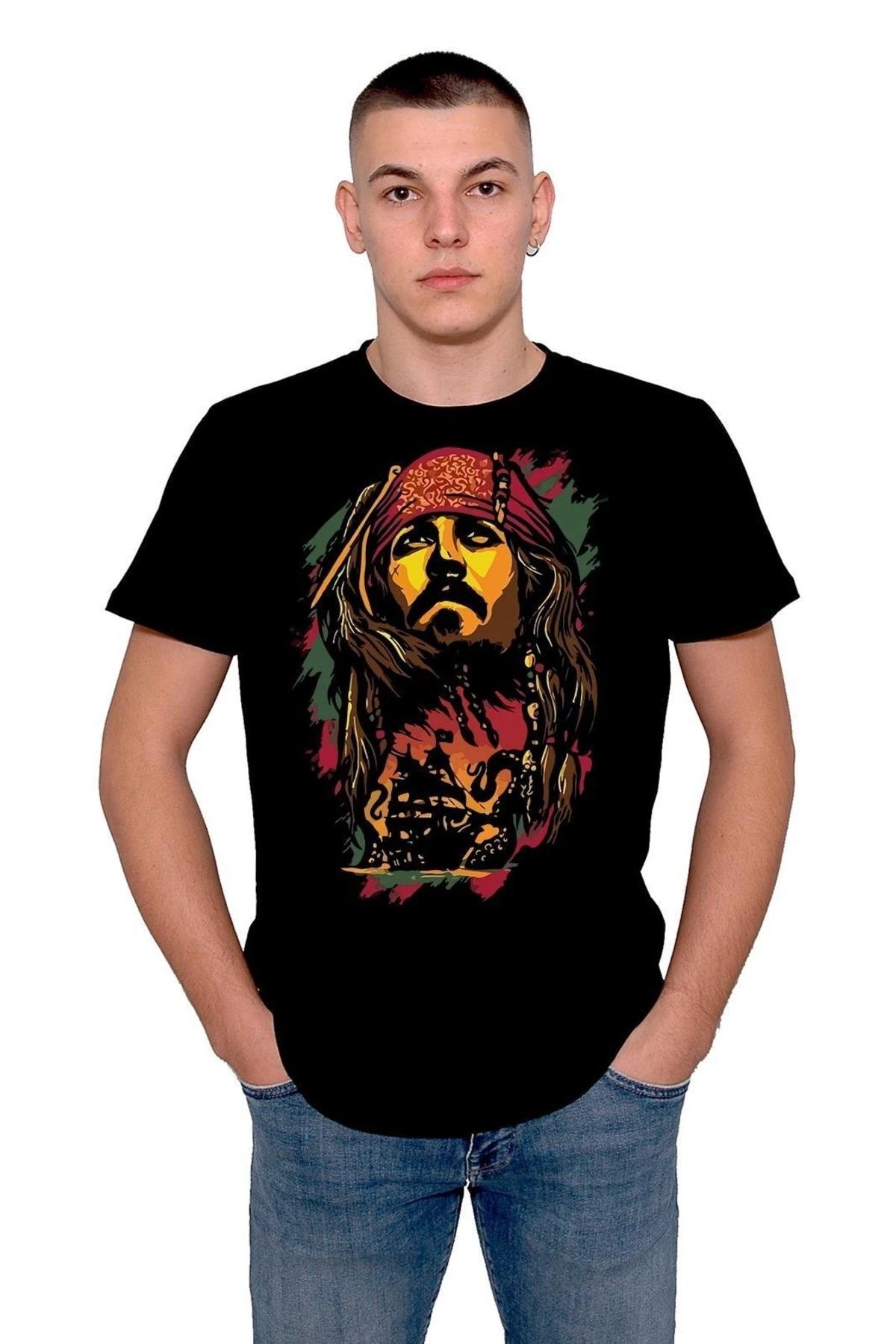 Kaptan Jack Sparrow Karayip Korsanları Tişört Unisex T-shirt