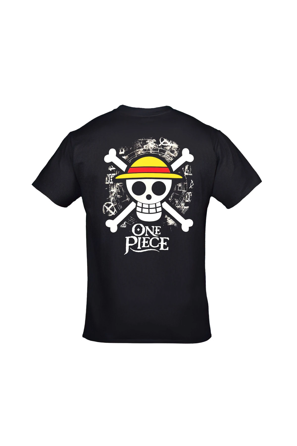One Piece Flag Unisex Ön Arka Baskılı Siyah Tshirt