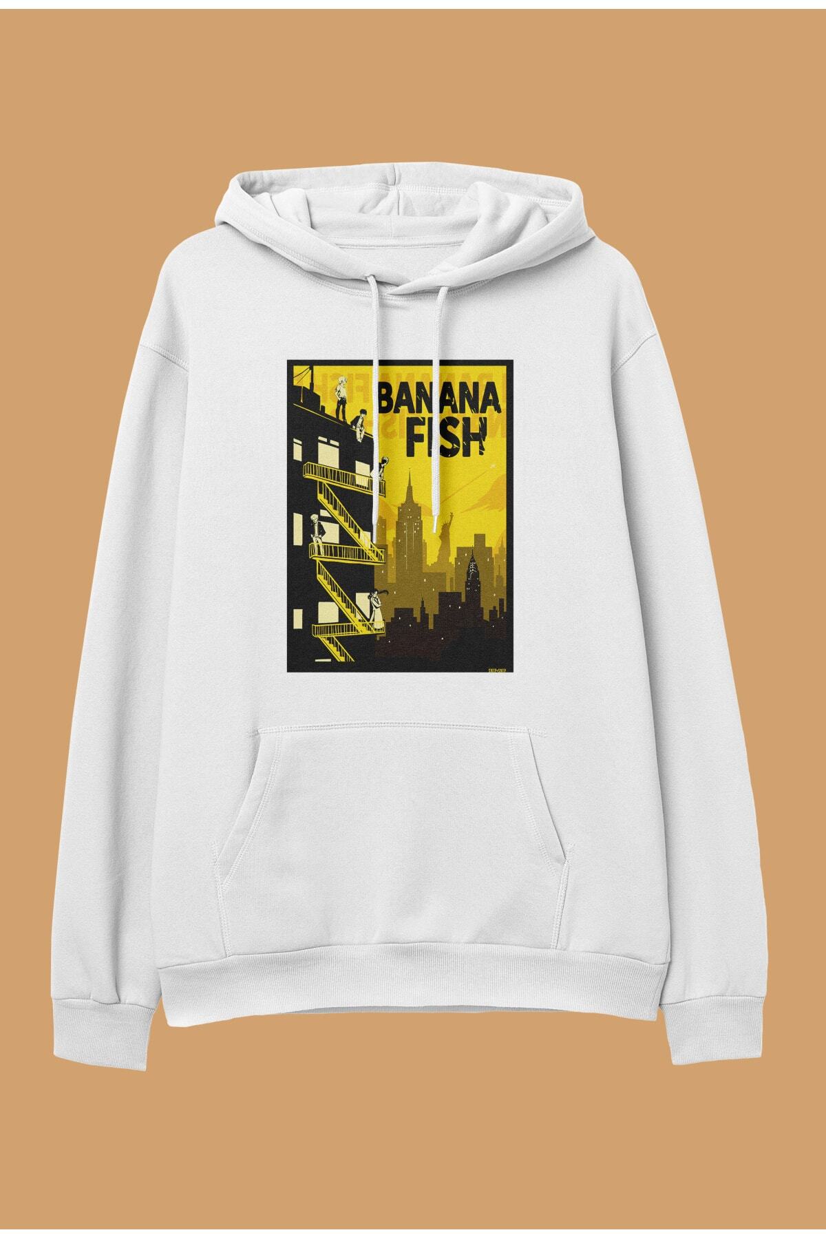 Oversize Banana Fish New York Temalı Anime Baskılı Tasarım Özel Kapüşonlu Sweatshirt Hoodie