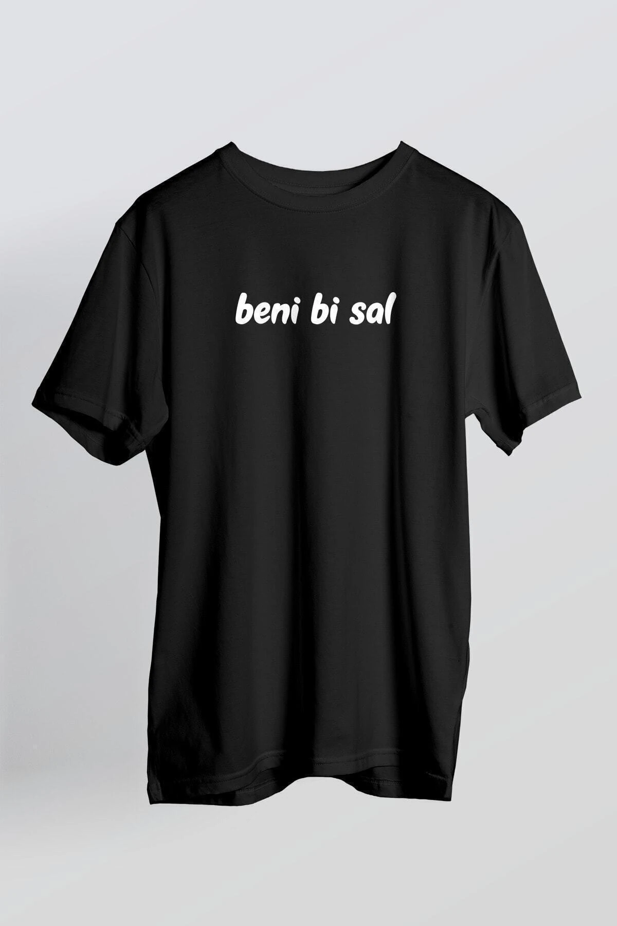 Unisex Siyah Beni Bi Sal Yazılı T-shirt