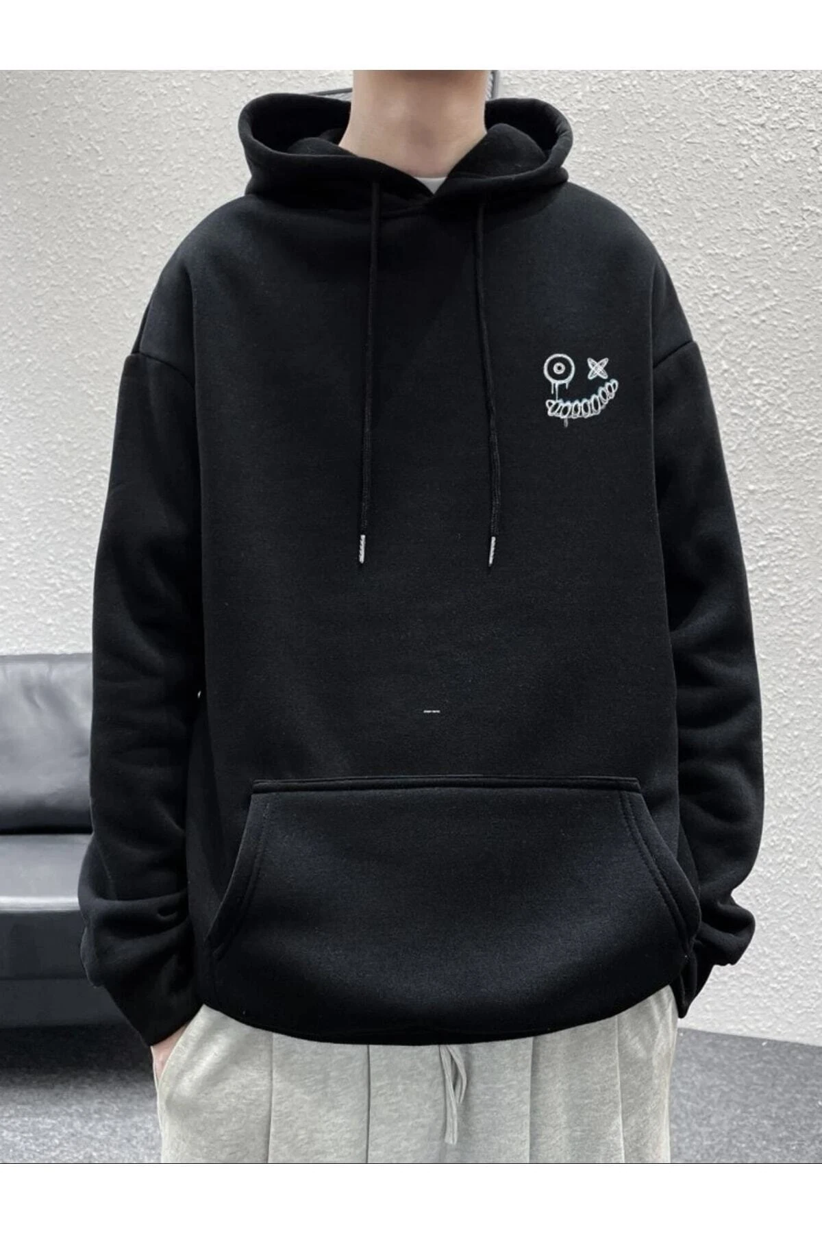 Sırt Baskılı Siyah Unisex Sweatshirt