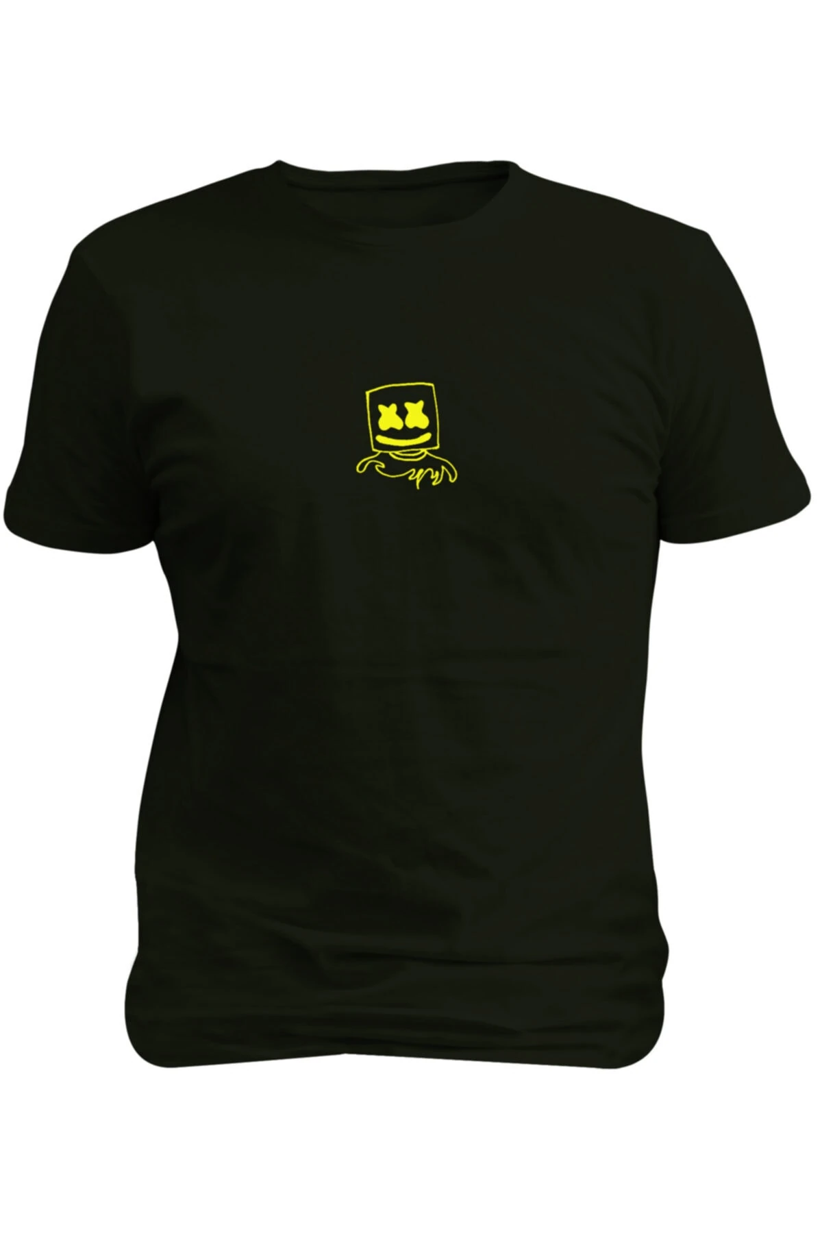 Siyah Ünisex Mello Sarı Baskılı T-shirt