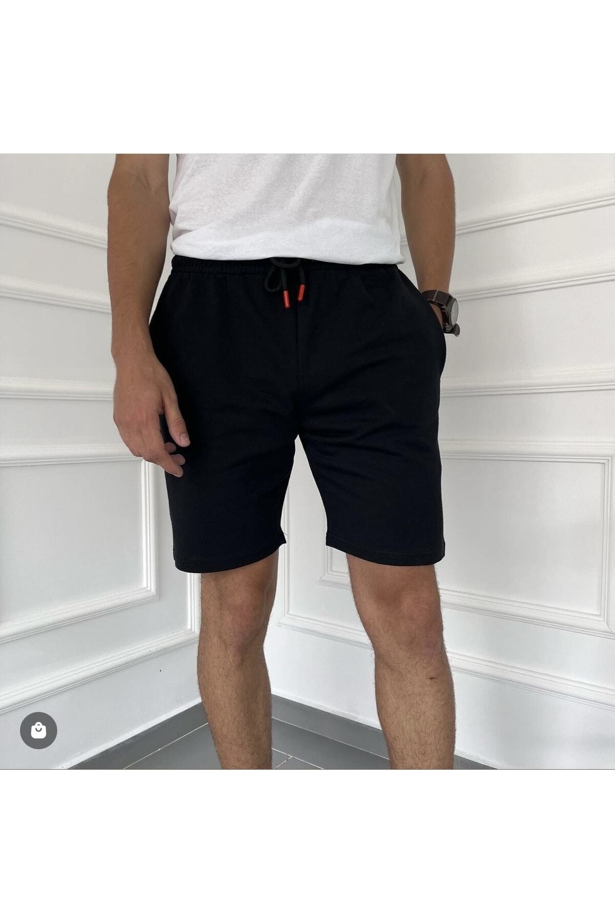 Erkek Siyah Dikey Baskılı Oversize Şort T-shirt Takım