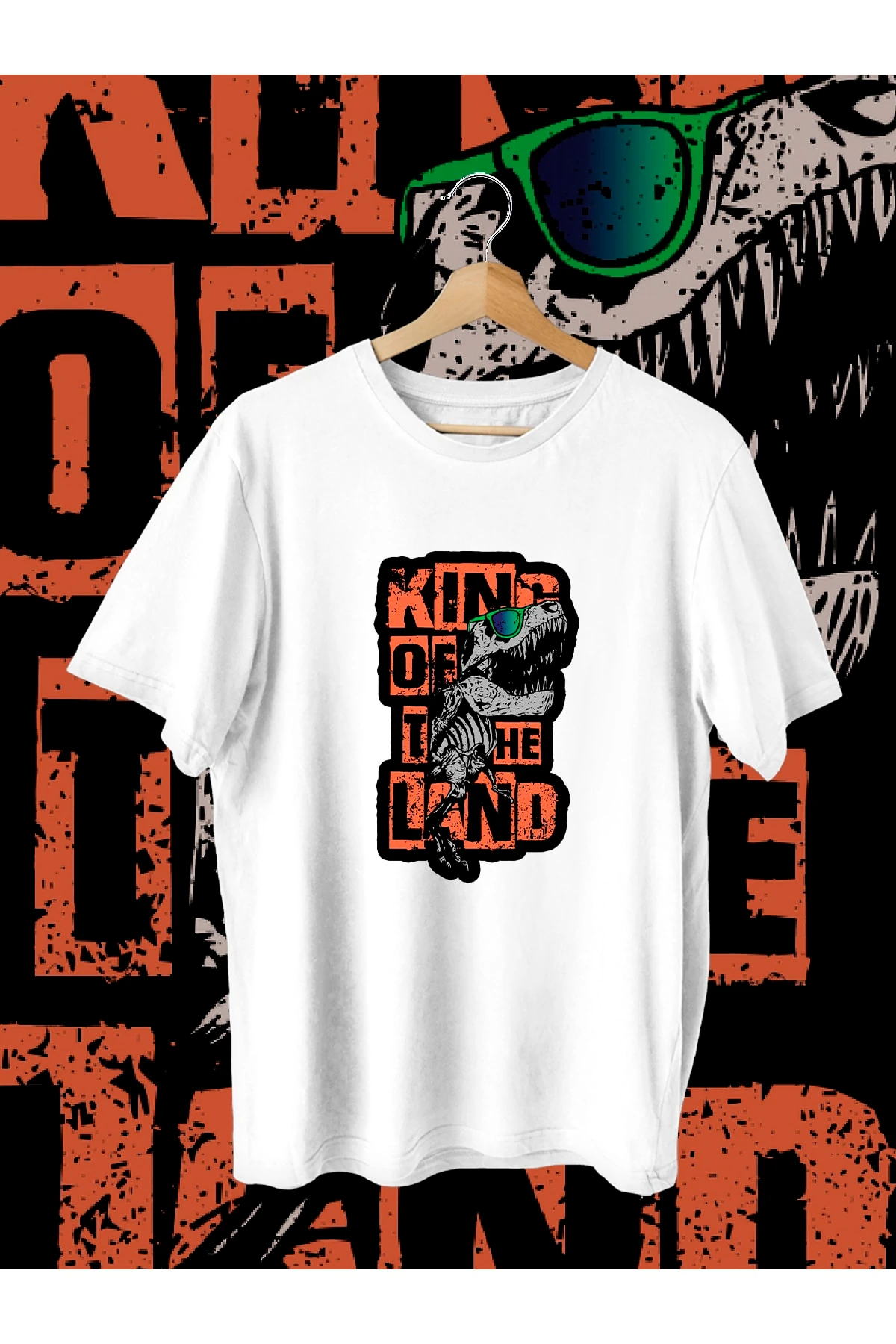 Kadın Erkek Trend King Land Baskılı Oversıze Tshirt