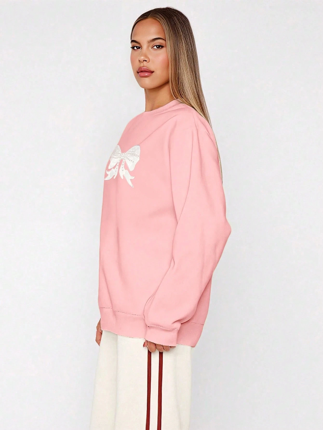 GÜMÜŞ KURDELE SWEATSHIRT - pembe