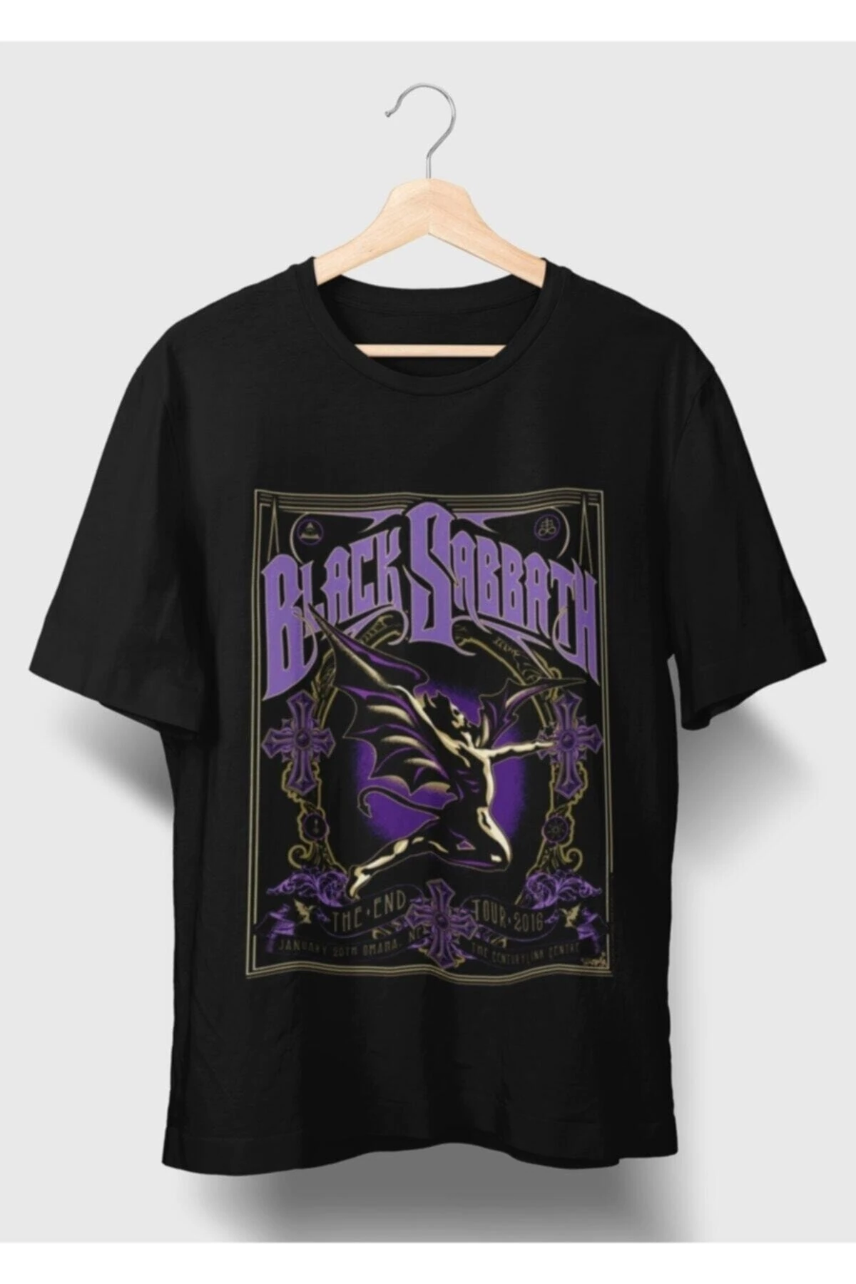 Rock Poster Tasarım Black Sabbath Desen Baskılı Tişört
