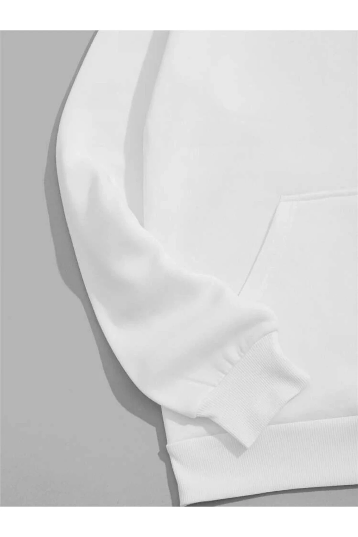 Oversize Unisex Space Bear Baskılı 3 Iplik Kalın %100 Pamuk Kapüşonlu Sweatshirt