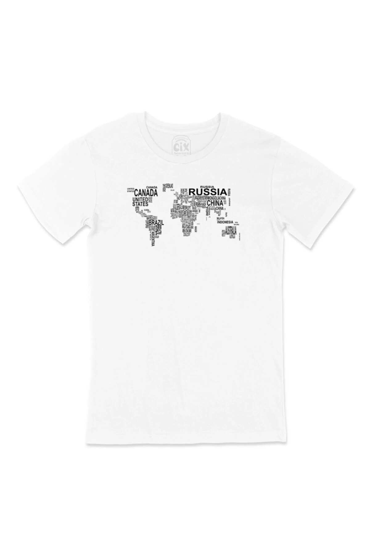 Unisex Dünya Haritalı Tişört