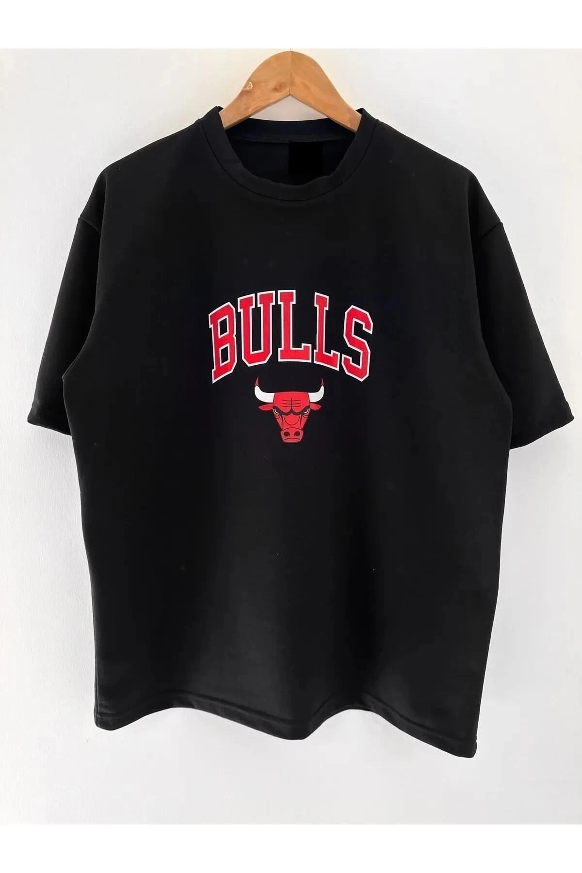 Bulls Erkek Oversize Baskılı Pamuklu Bisiklet Yaka Kısa Kollu T-shirt