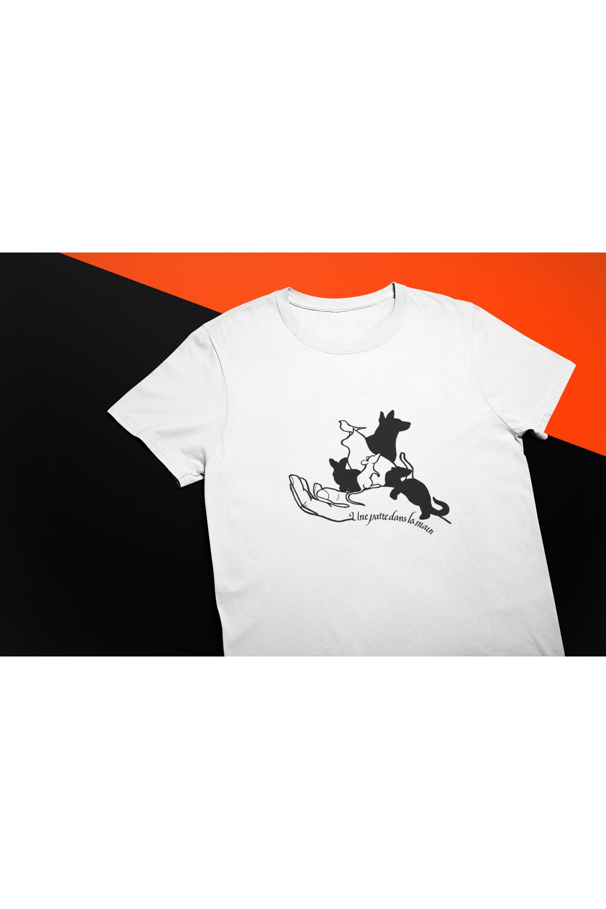 Hayvan Sevgisi Tshirt Une Patte Dans La Main Unisex Beyaz Regularfit