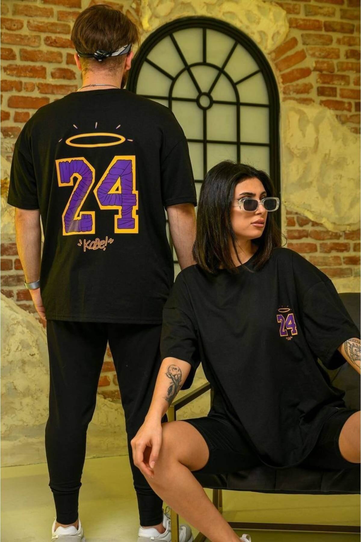 Kobe Bryant 24 Ön Ve Arka Baskılı Oversize Unısex T-shırt>